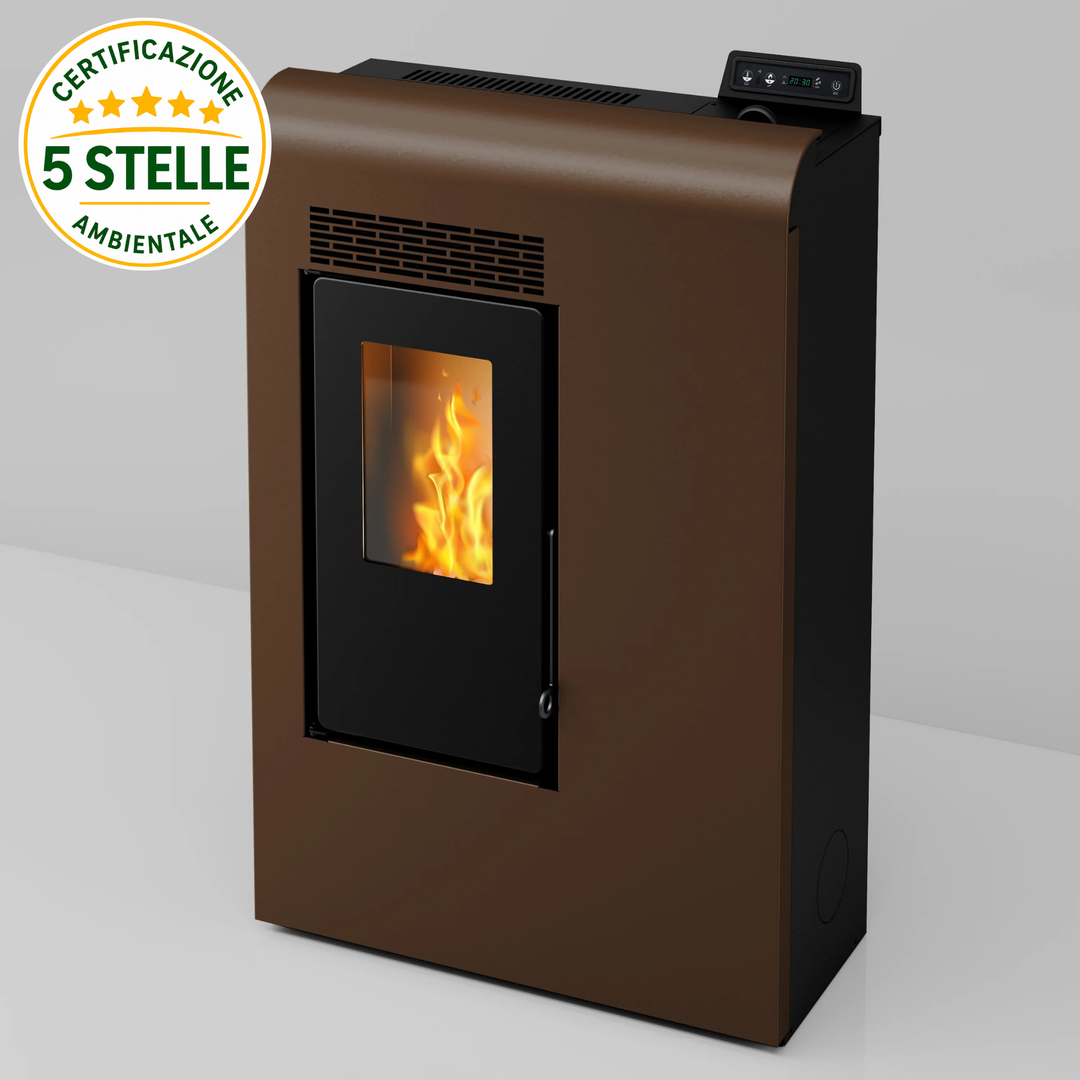 Liva 8,7 kW – 5 Stelle | Stufa a Pellet Slim e Ventilata | Colore Bronzo