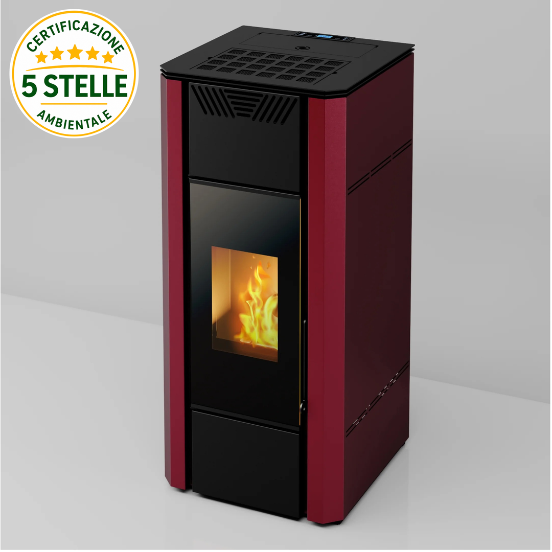 Dara 17,5 kw – 5 Stelle | Idrostufa Ventilata a Pellet | Colore Bordeaux