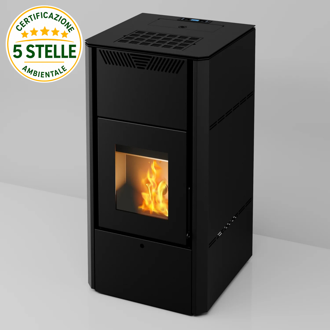 Zora 27,9 kw – 5 Stelle | Idrostufa Ventilata a Pellet | Colore Nero