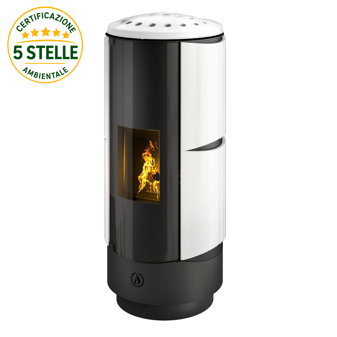 Isen 17,5 kw – 5 Stelle | Idrostufa a Pellet in Maiolica| Colore Bianco