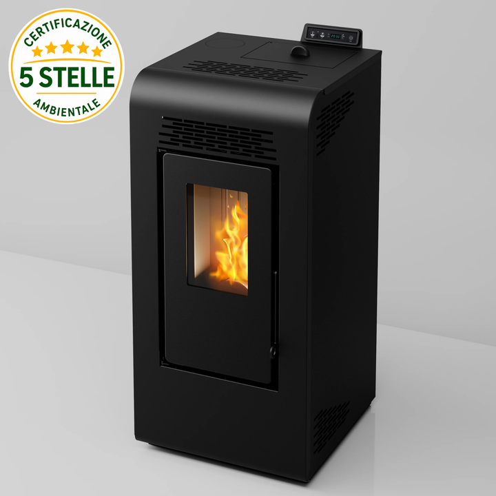 Freja 8,7 kW – 5 Stelle | Stufa a Pellet Compatta e Canalizzabile | Colore Nero