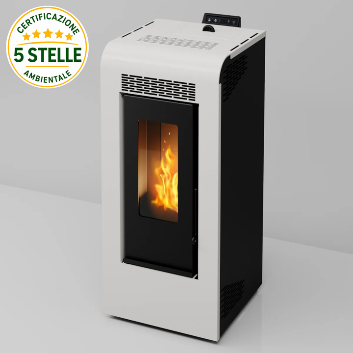 Inga 11 kw – 5 Stelle | Stufa a Pellet Canalizzabile | Colore Bianco