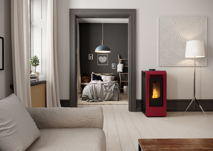 Inga 12 - Stufa a Pellet Canalizzabile | 11,61 kw – Classe A+ | Colore Bordeaux