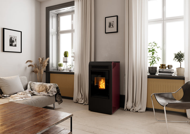 Alva 15 C2 – Stufa a Pellet con Doppia Canalizzazione | 15,22 kW – Classe A+ | Colore Bordeaux