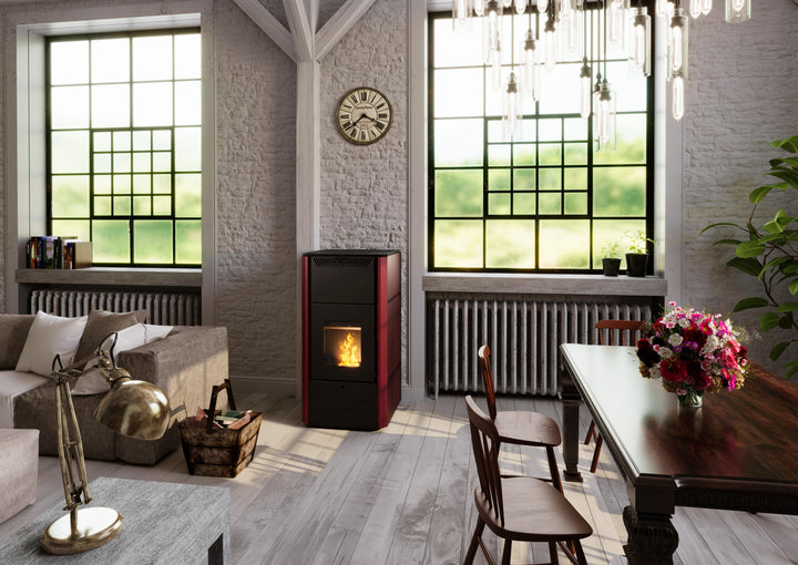 Zora 29 - Idrostufa Ventilata a Pellet | 28,55 kw – Classe A+ | Colore Bordeaux