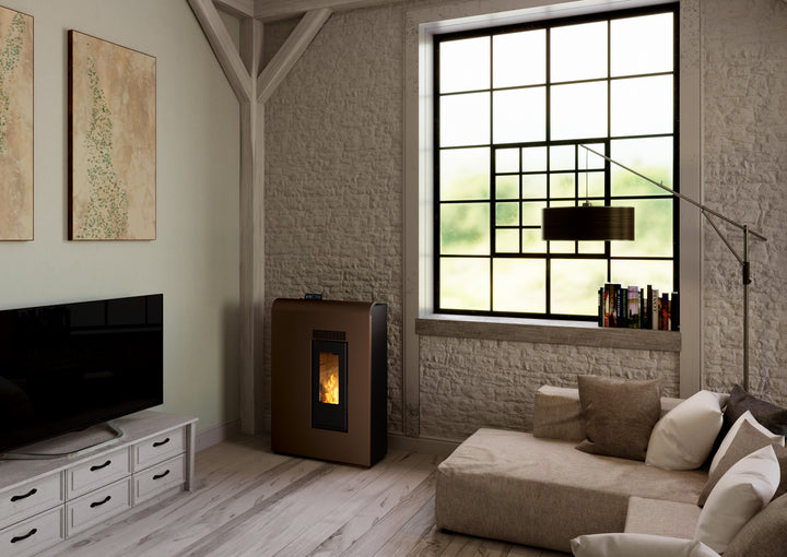 Eira 12 – Stufa Canalizzata a Pellet  | 11,6 kW – Classe A+ | Colore Bronzo