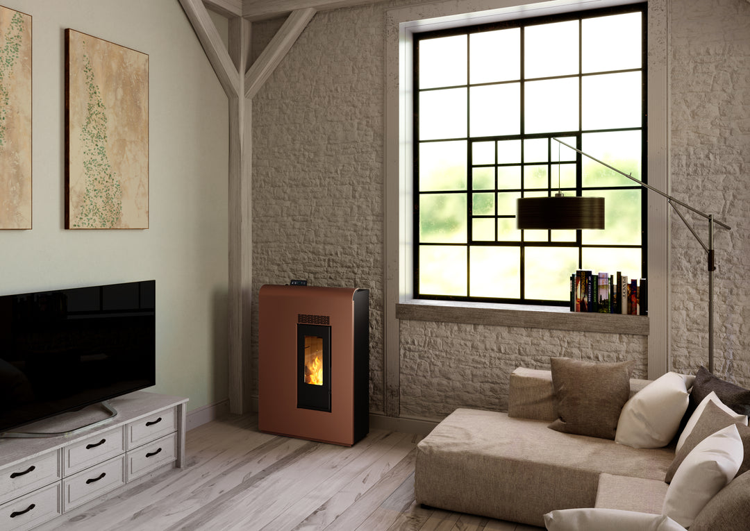 Eira 12 – Stufa Canalizzata a Pellet  | 11,61 kW – Classe A+ | Colore Bronzo
