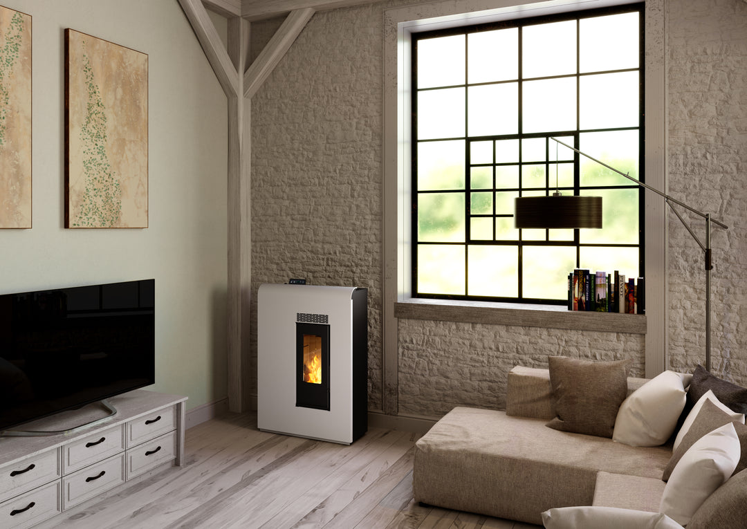 Eira 12 – Stufa Canalizzata a Pellet  | 11,61 kW – Classe A+ | Colore Bianco