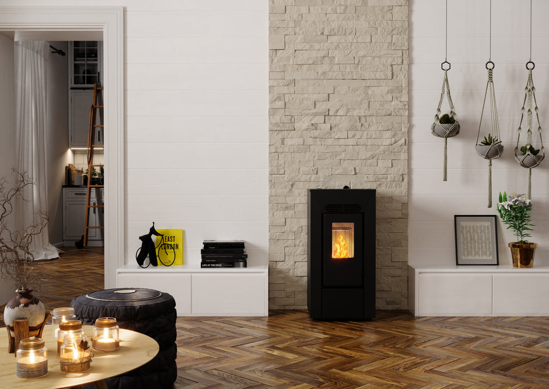 Anja 9 – Stufa a Pellet Compatta e Canalizzabile | 8,9kW – Classe A+ | Colore Nero