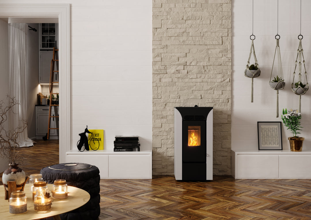 Anja 9 – Stufa a Pellet Compatta e Canalizzabile | 8,9kW – Classe A+ | Colore Bianco