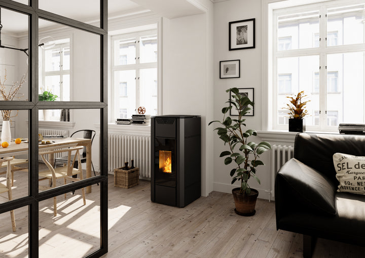 Dara 18 - Idrostufa Ventilata a Pellet | 17,50 kw – Classe A++| Colore Nero