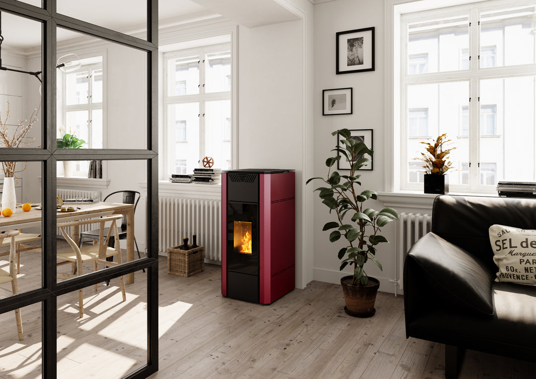 Dara 18 - Idrostufa Ventilata a Pellet | 17,50 kw – Classe A++ | Colore Bordeaux