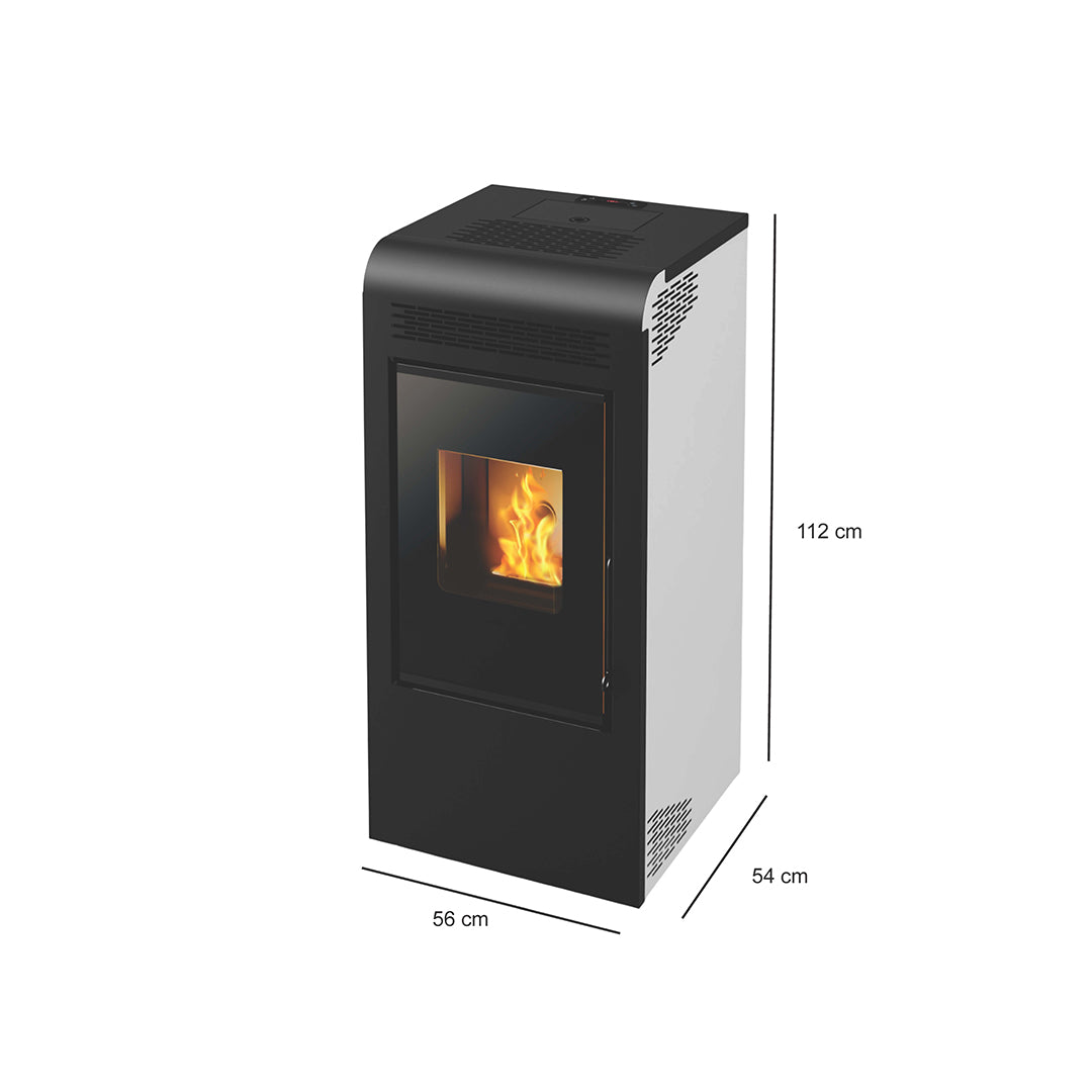 Alva 15 C2 – Stufa a Pellet con Doppia Canalizzazione | 15,22 kW – Classe A+ | Colore Bianco