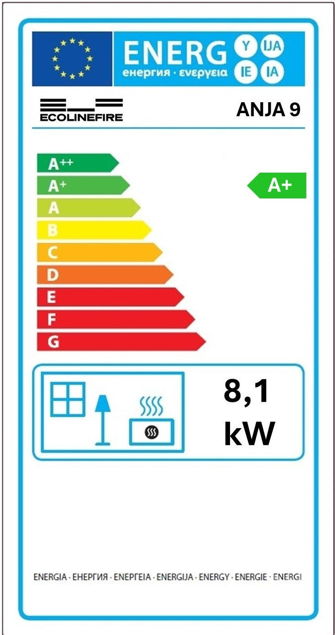 Anja 9 – Stufa a Pellet Compatta e Canalizzabile | 8,9kW – Classe A+ | Colore Bianco