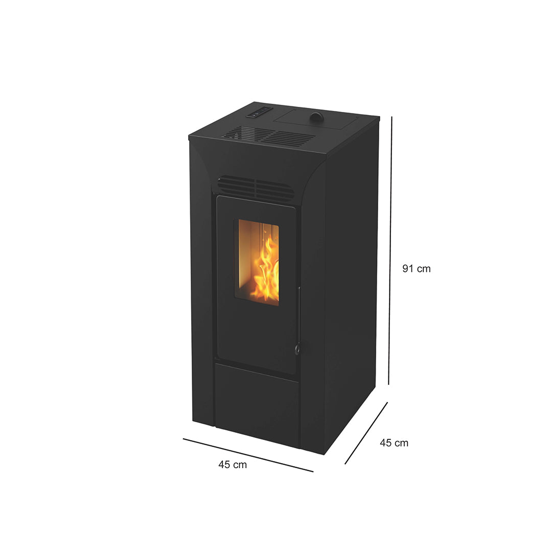 Anja 9 – Stufa a Pellet Compatta e Canalizzabile | 8,9kW – Classe A+ | Colore Nero