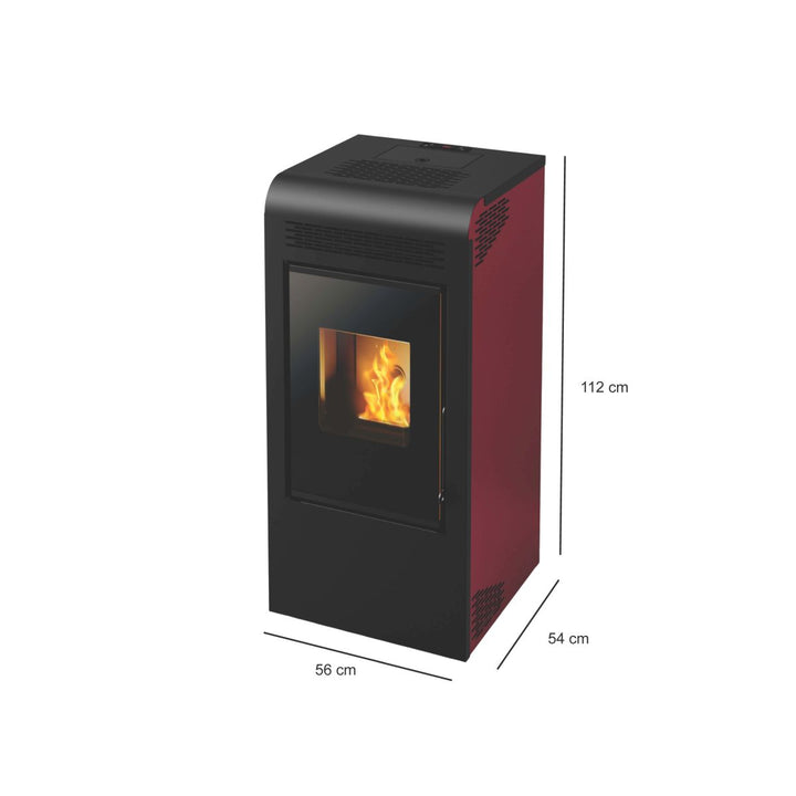 Alva 15 C2 – Stufa a Pellet con Doppia Canalizzazione | 15,22 kW – Classe A+ | Colore Bordeaux