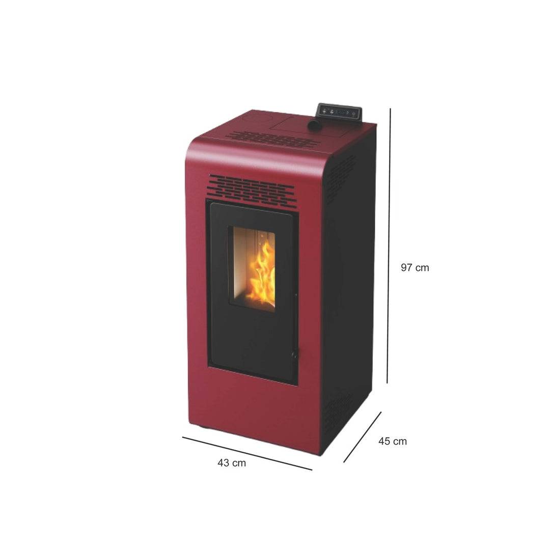 Freja 9 - Stufa a Pellet Compatta e Canalizzabile | 8,9 kW – Classe A+ | Colore Bordeaux