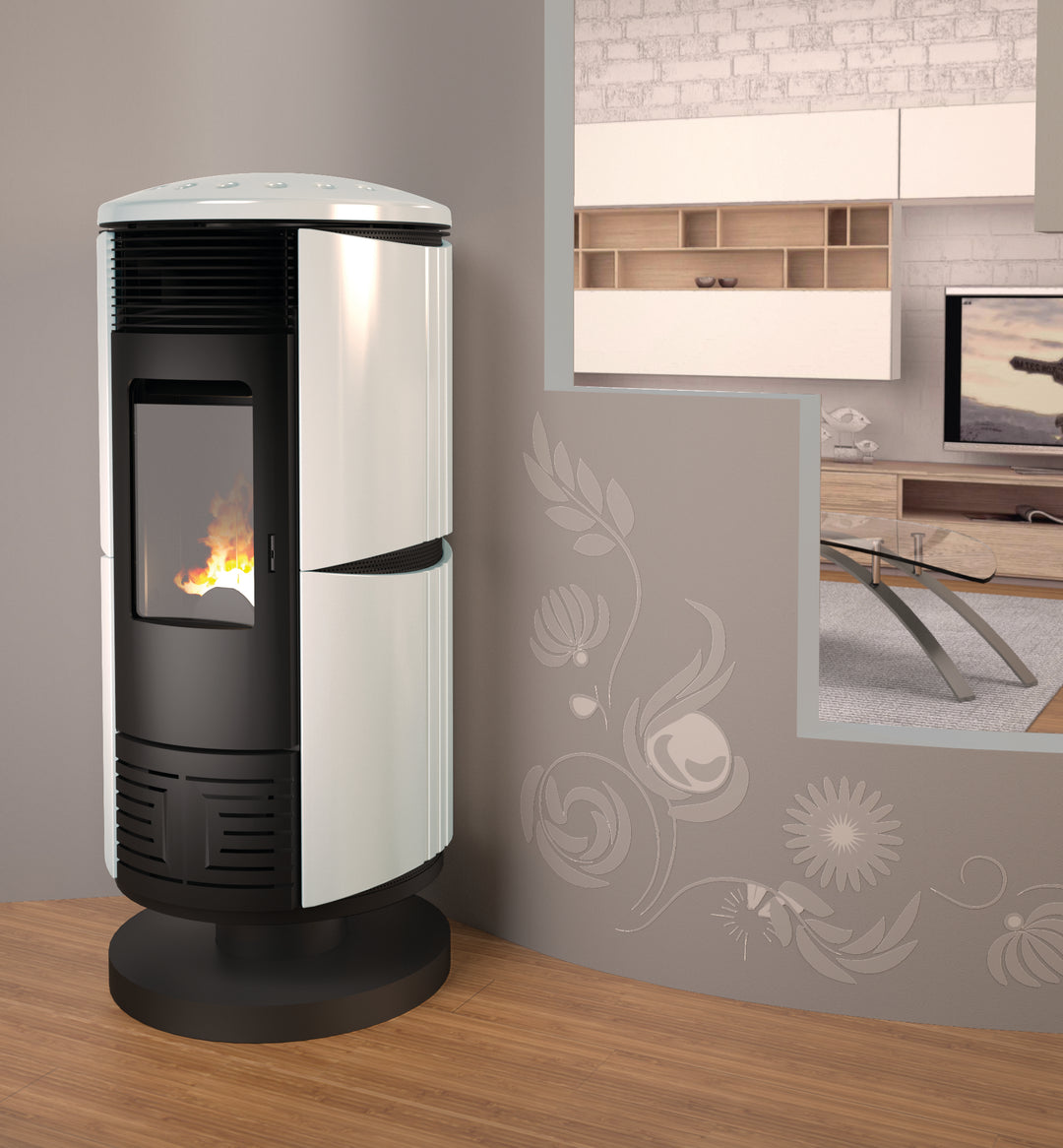 Sana 11,6 kw – Classe A+ | Stufa a Pellet in Maiolica | Colore Bianco