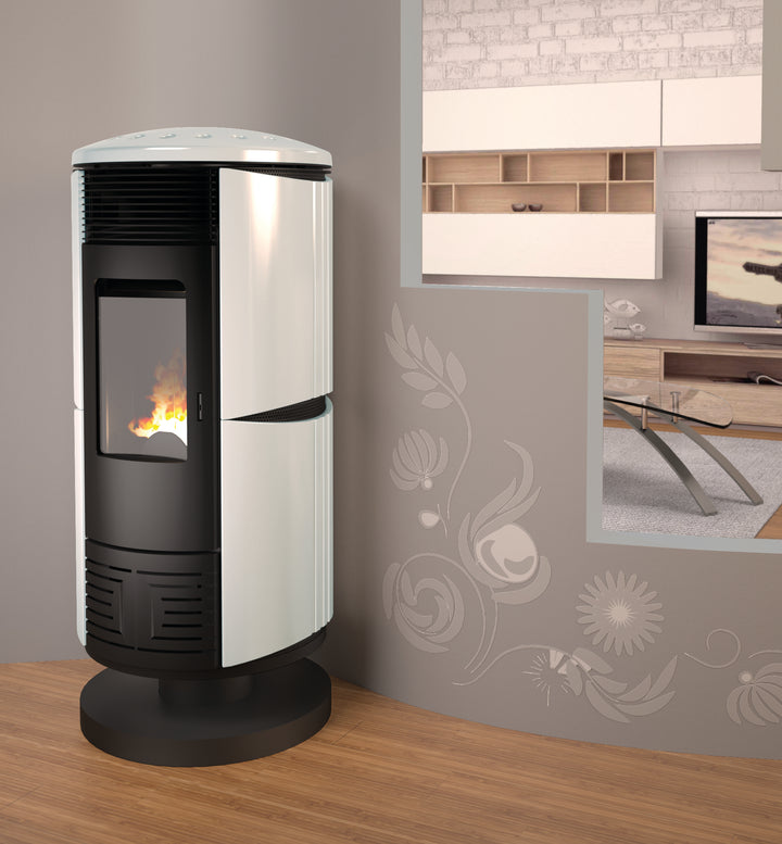 Sana 11,6 kw – Classe A+ | Stufa a Pellet in Maiolica | Colore Bianco