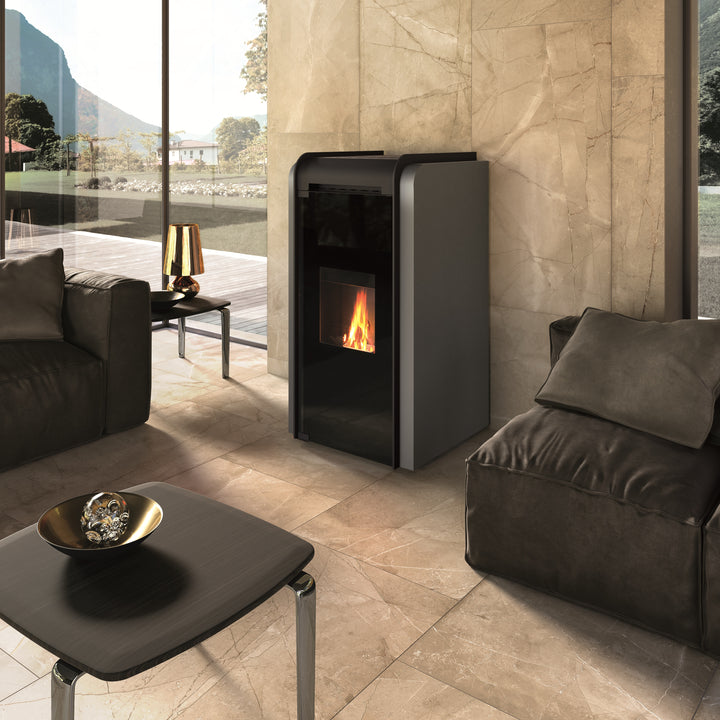 Iria 27,9 kw – 5 Stelle | Idrostufa Ventilata a Pellet | Colore Antracite