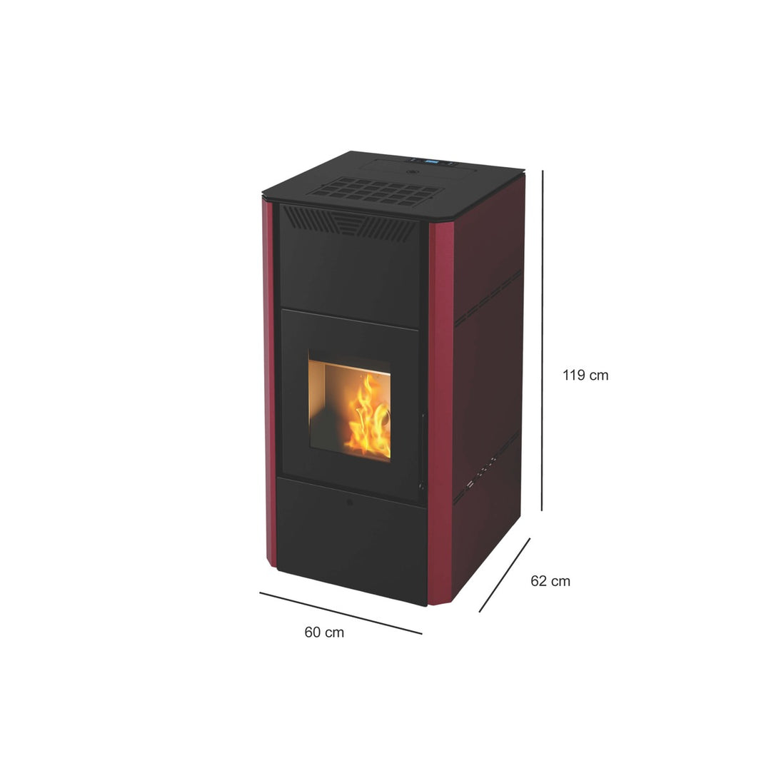 Zora 29 - Idrostufa Ventilata a Pellet | 28,55 kw – Classe A+ | Colore Bordeaux