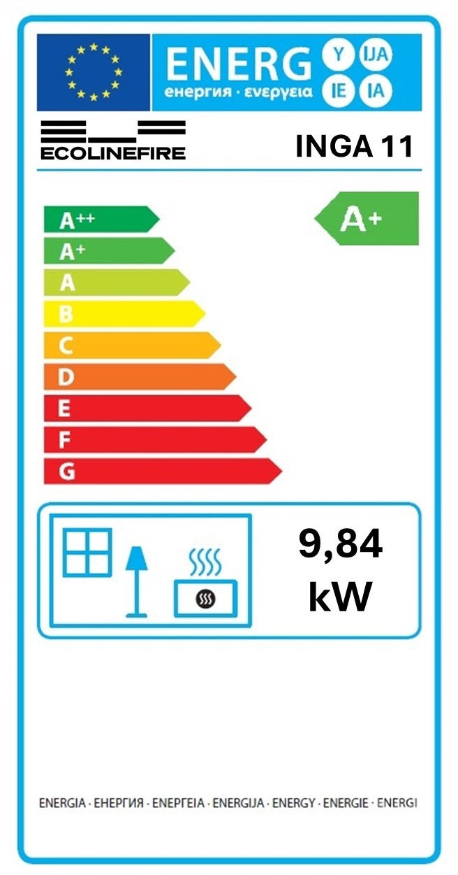 Inga 11 - Stufa a Pellet Canalizzabile | 10,96 kw – 5 Stelle | Colore Nero