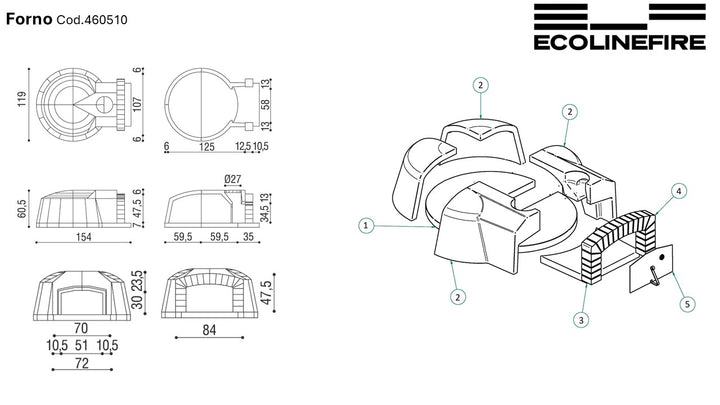 Forno Milos a Legna da Esterno e Interno - 119x154 cm