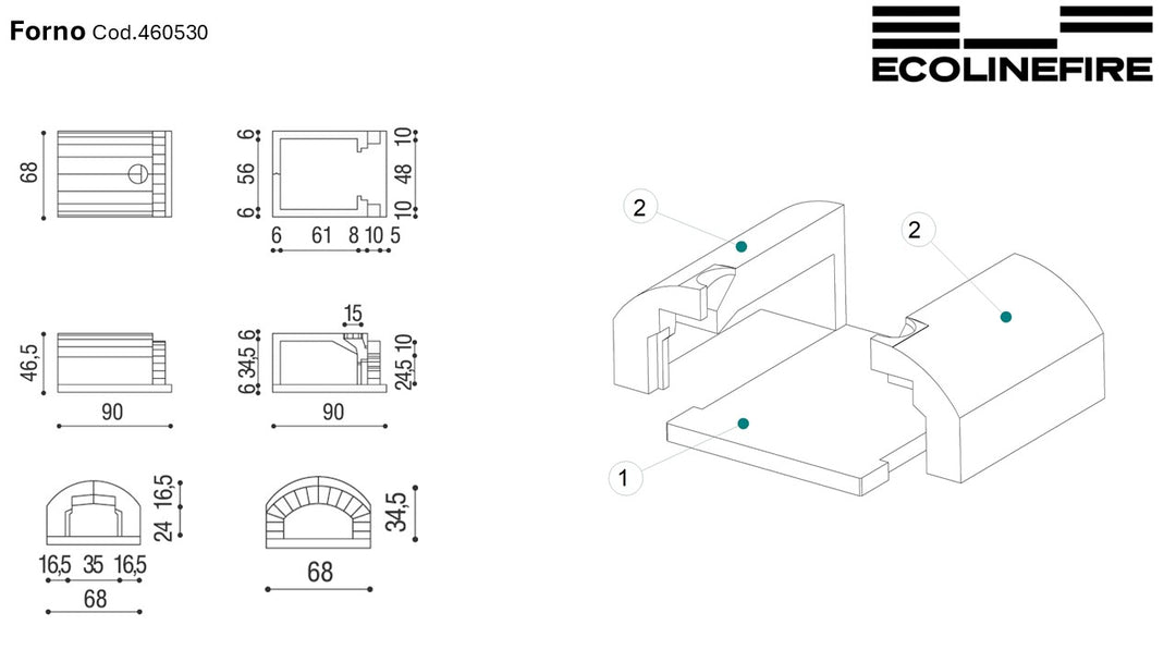 Forno Procida a Legna da Esterno e Interno - 68x90 cm