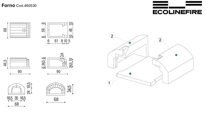 Forno Procida a Legna da Esterno e Interno - 68x90 cm
