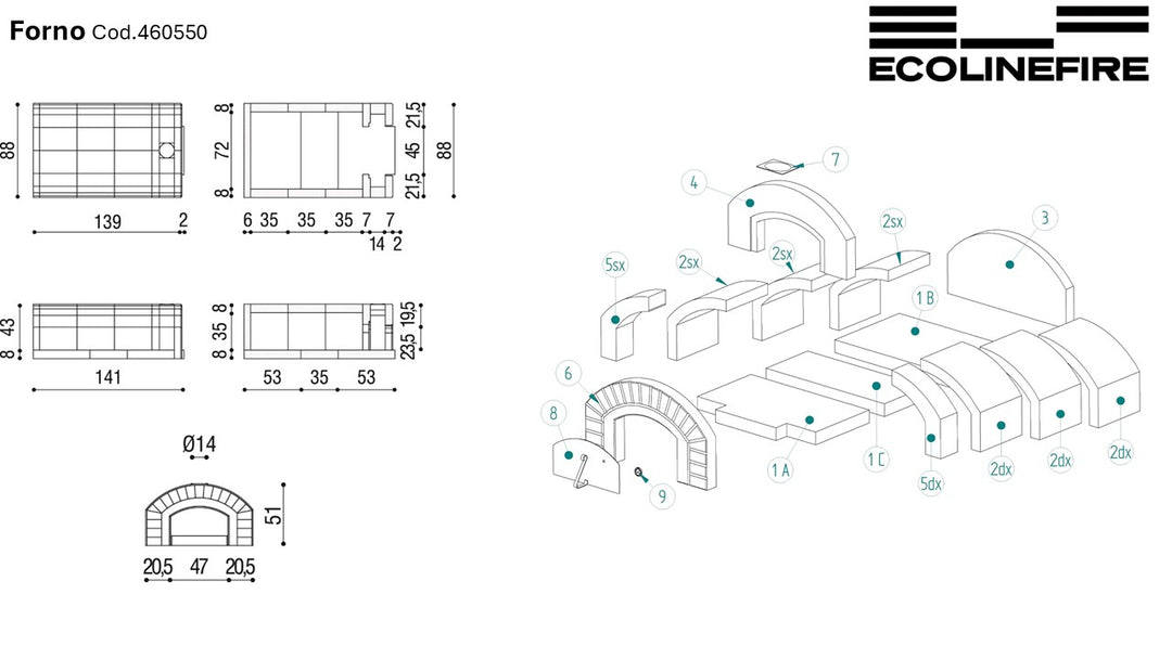 Forno Capraia a Legna da Esterno e Interno - 88x141 cm
