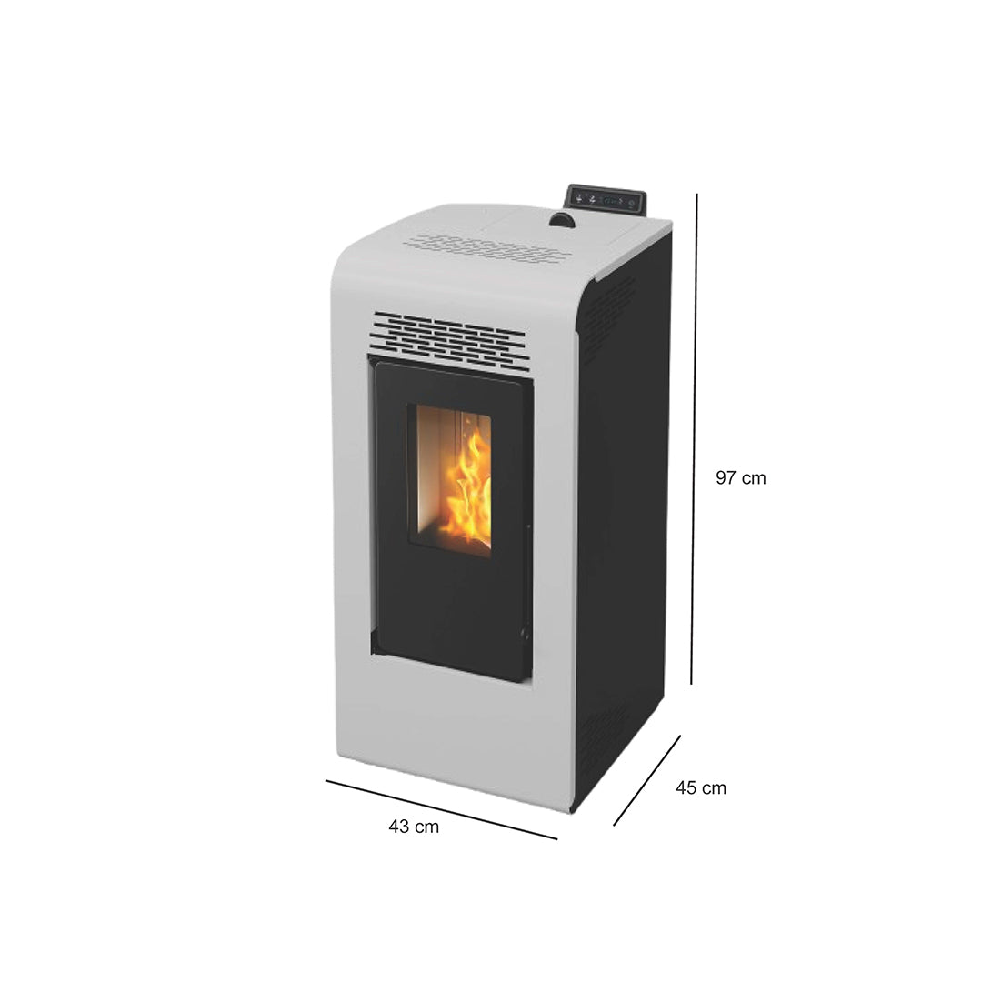 Freja 9 - Stufa a Pellet Compatta e Canalizzabile | 8,9 kW – Classe A+ | Colore Bianco