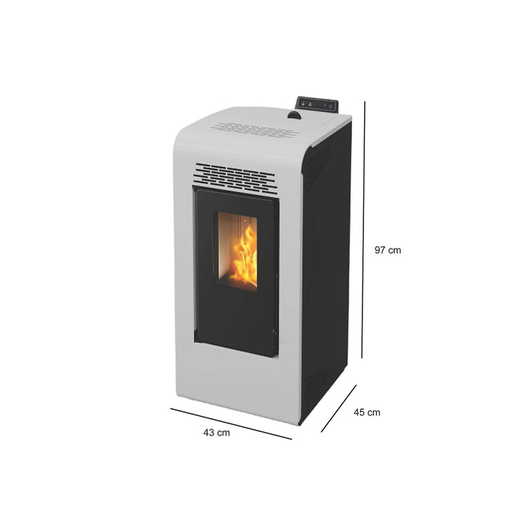 Freja 9 - Stufa a Pellet Compatta e Canalizzabile | 8,9 kW – Classe A+ | Colore Bianco