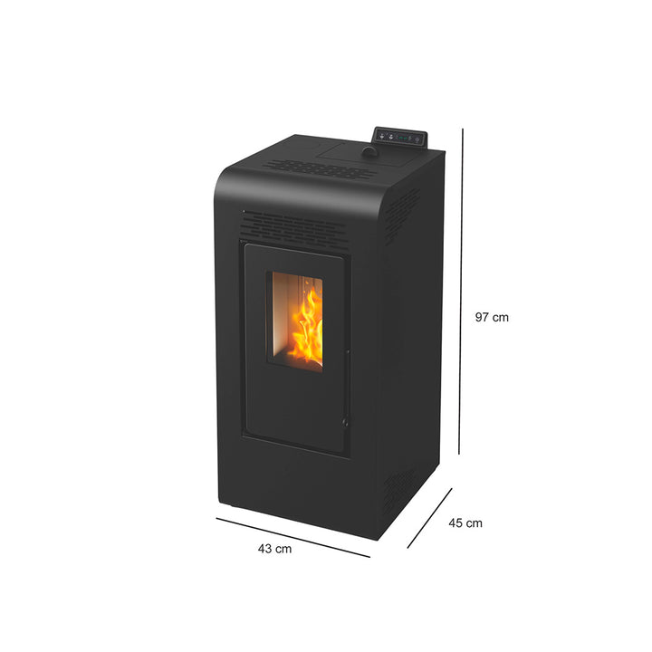 Freja 9 - Stufa a Pellet Compatta e Canalizzabile | 8,9 kW – Classe A+ | Colore Nero