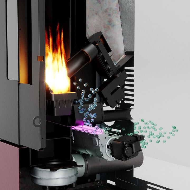 Mira 9 – Stufa a Pellet con sistema Ray Clean - Canalizzabile | 8,9kW – Classe A+ | Colore Bordeaux