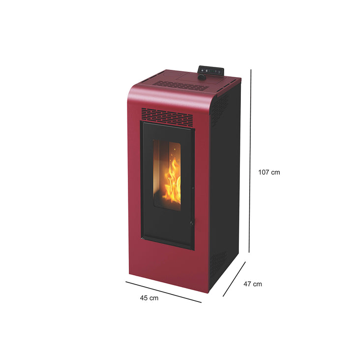 Inga 12 - Stufa a Pellet Canalizzabile | 11,61 kw – Classe A+ | Colore Bordeaux