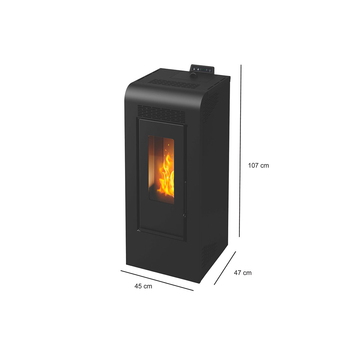 Inga 12 - Stufa a Pellet Canalizzabile | 11,61 kw – Classe A+ | Colore Nero