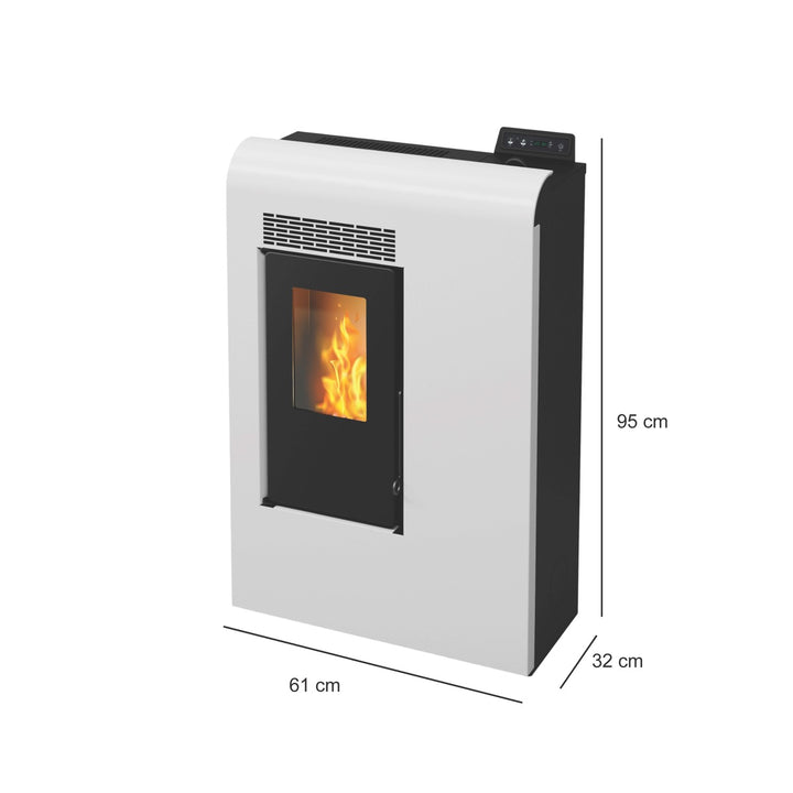 Liva 9 – Stufa a Pellet Compatta e Ventilata | 8,9 kW – Classe A+ | Colore Bianco