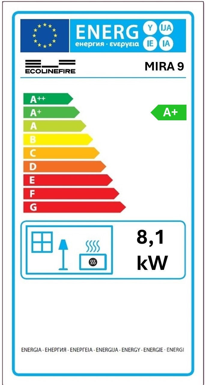 Mira 9 – Stufa a Pellet con sistema Ray Clean - Canalizzabile | 8,9kW – Classe A+ | Colore Bordeaux