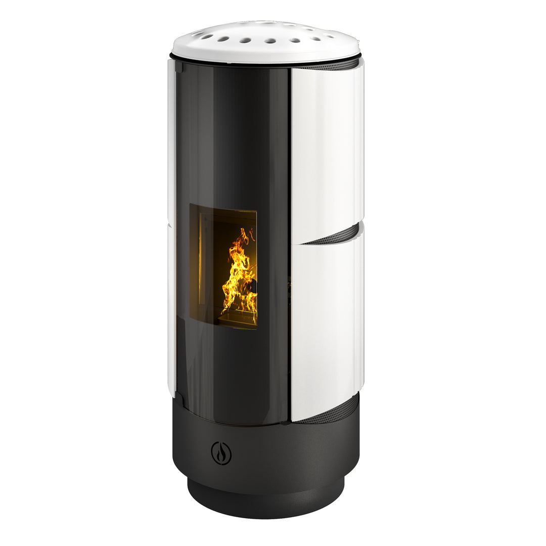 Isen 17,5 kw – 5 Stelle | Idrostufa a Pellet in Maiolica| Colore Bianco