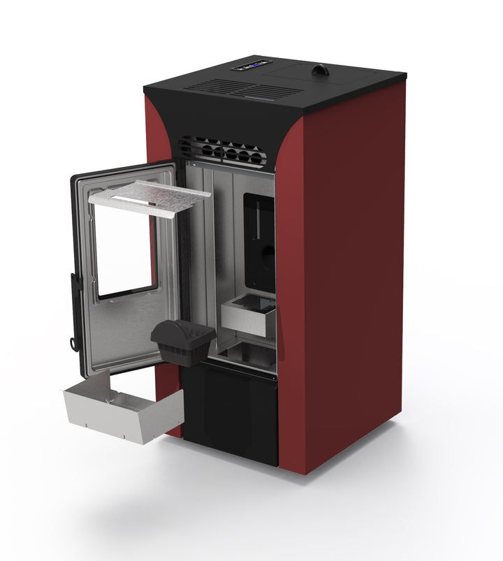 Anja 9 – Stufa a Pellet Compatta e Canalizzabile | 8,9kW – Classe A+ | Colore Bordeaux