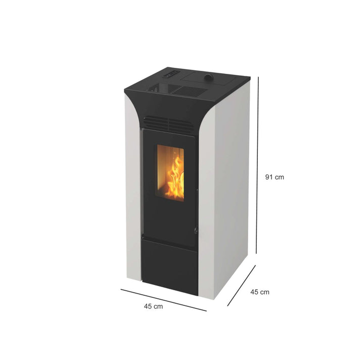 Anja 9 – Stufa a Pellet Compatta e Canalizzabile | 8,9kW – Classe A+ | Colore Bianco