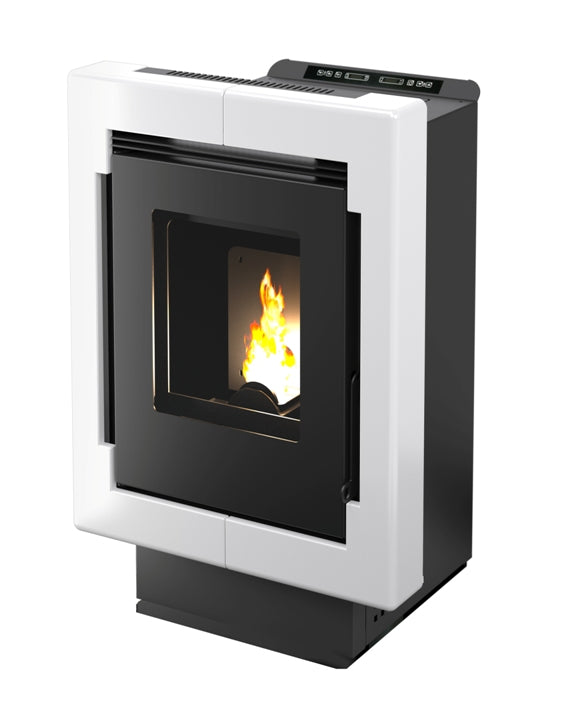 Lumi 11,6 kw – Classe A+ | Stufa a Pellet in Maiolica | Colore Bianco
