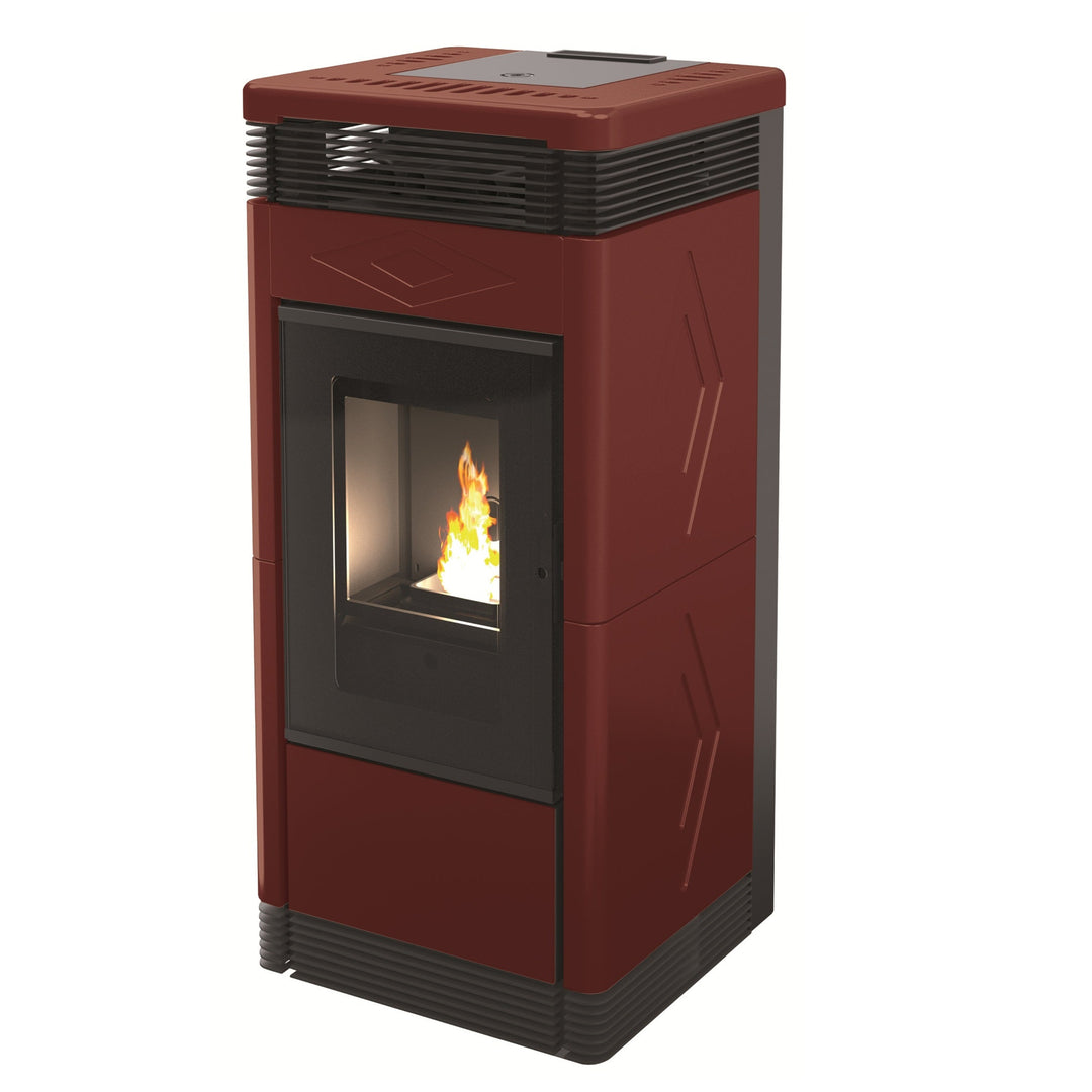 Sira 15,2 kW – Classe A+ | Stufa a Pellet con Doppia Canalizzazione | Colore Bordeaux