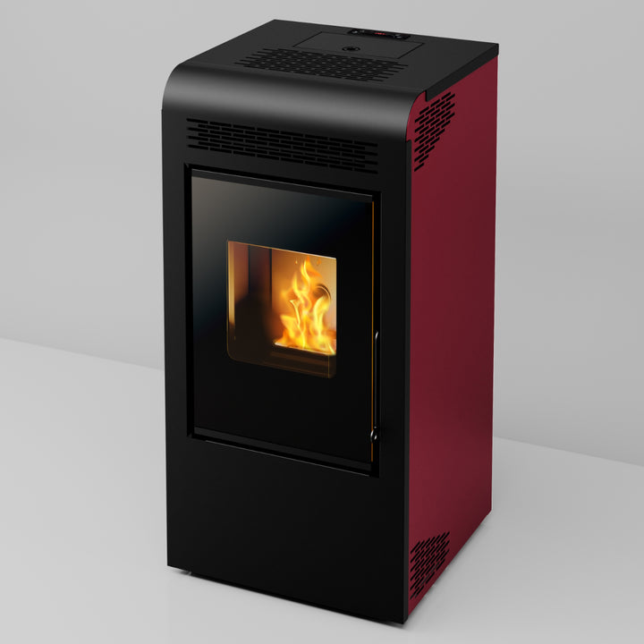 Alva 15 C2 – Stufa a Pellet con Doppia Canalizzazione | 15,22 kW – Classe A+ | Colore Bordeaux