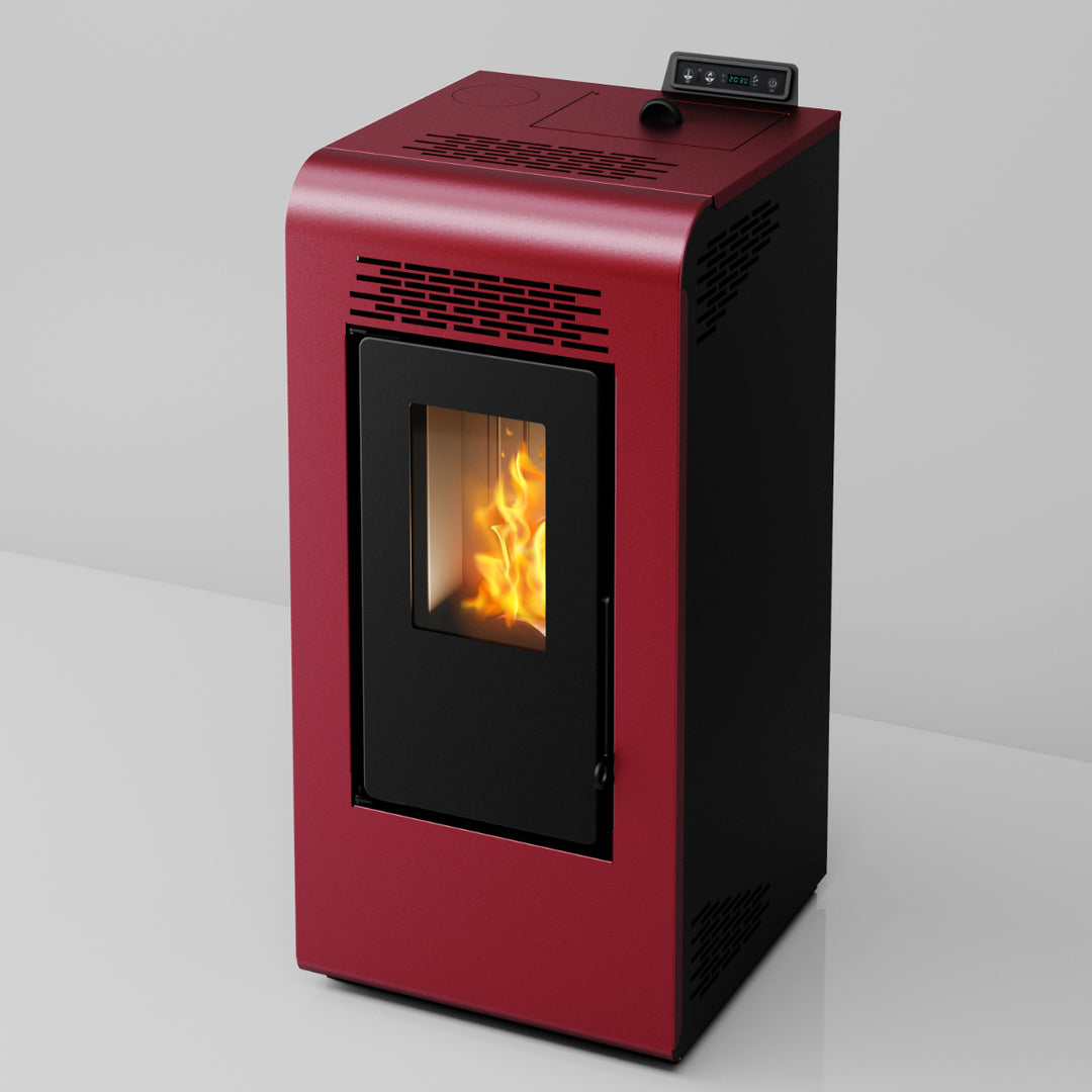 Freja 9 - Stufa a Pellet Compatta e Canalizzabile | 8,9 kW – Classe A+ | Colore Bordeaux