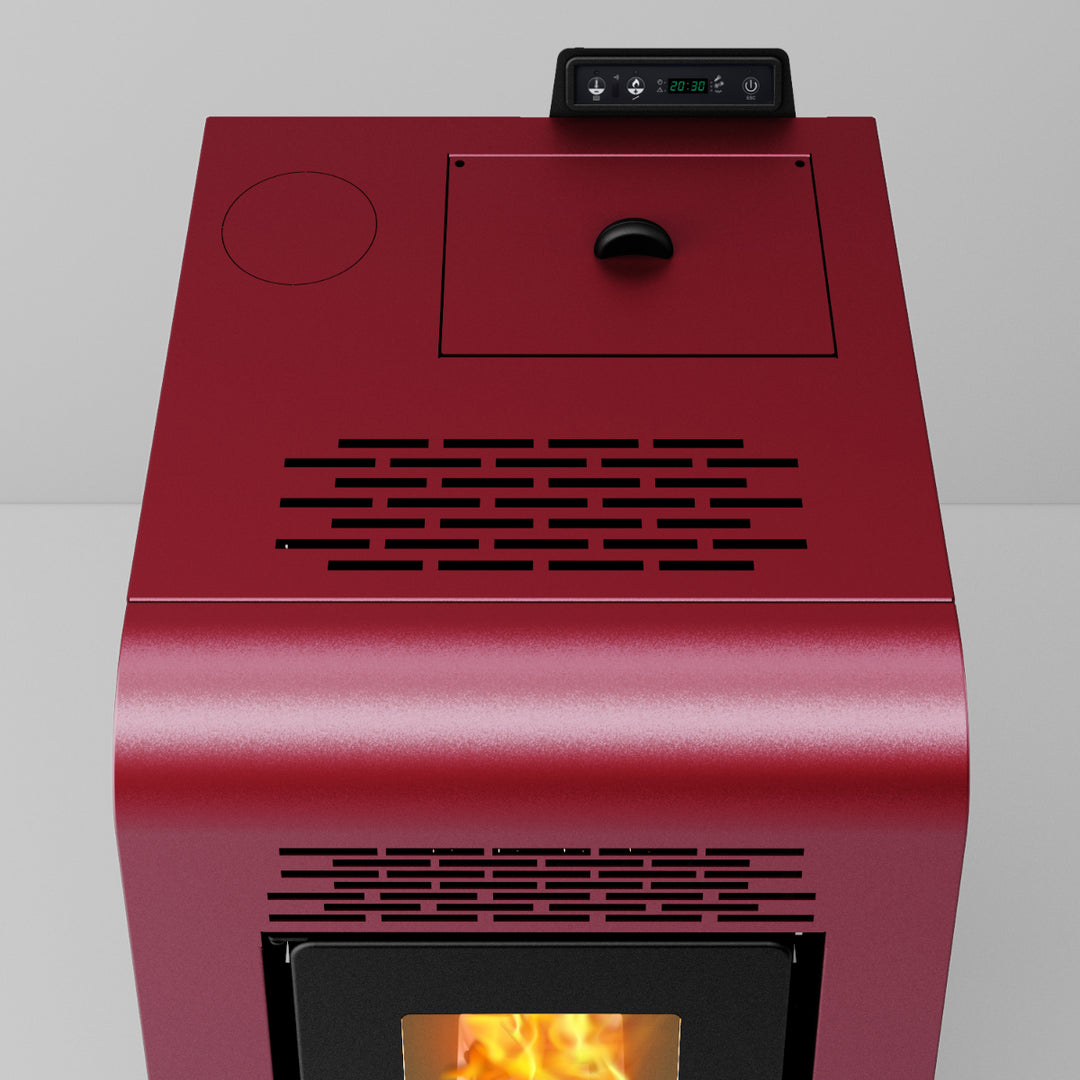 Freja 9 - Stufa a Pellet Compatta e Canalizzabile | 8,9 kW – Classe A+ | Colore Bordeaux