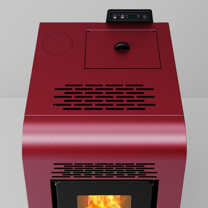 Freja 9 - Stufa a Pellet Compatta e Canalizzabile | 8,9 kW – Classe A+ | Colore Bordeaux