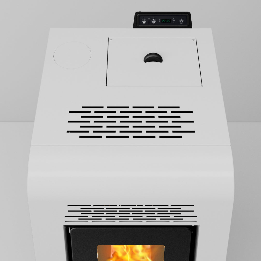 Freja 9 - Stufa a Pellet Compatta e Canalizzabile | 8,9 kW – Classe A+ | Colore Bianco