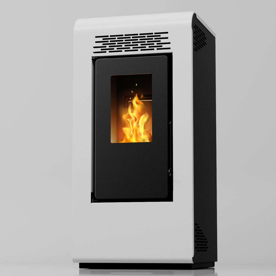 Freja 9 - Stufa a Pellet Compatta e Canalizzabile | 8,9 kW – Classe A+ | Colore Bianco