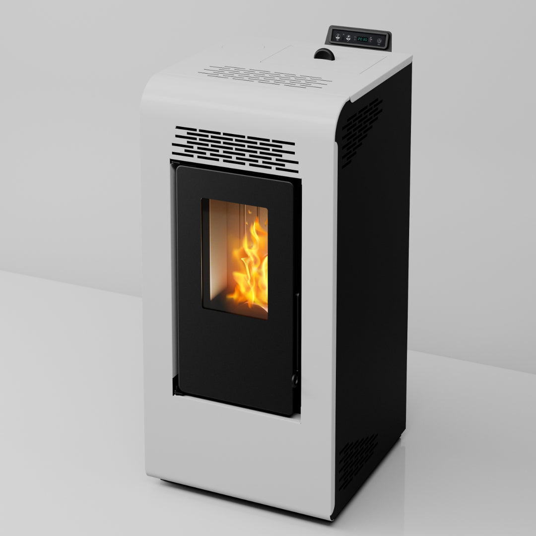 Freja 9 - Stufa a Pellet Compatta e Canalizzabile | 8,9 kW – Classe A+ | Colore Bianco